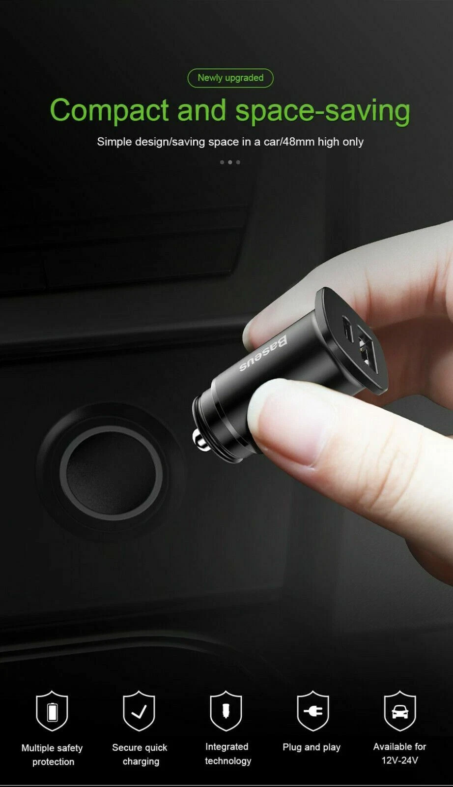 30W Dual USB C Quick Charge QC 4.0 Car Charger For iPhone Samsung huawei google detay görseli 7