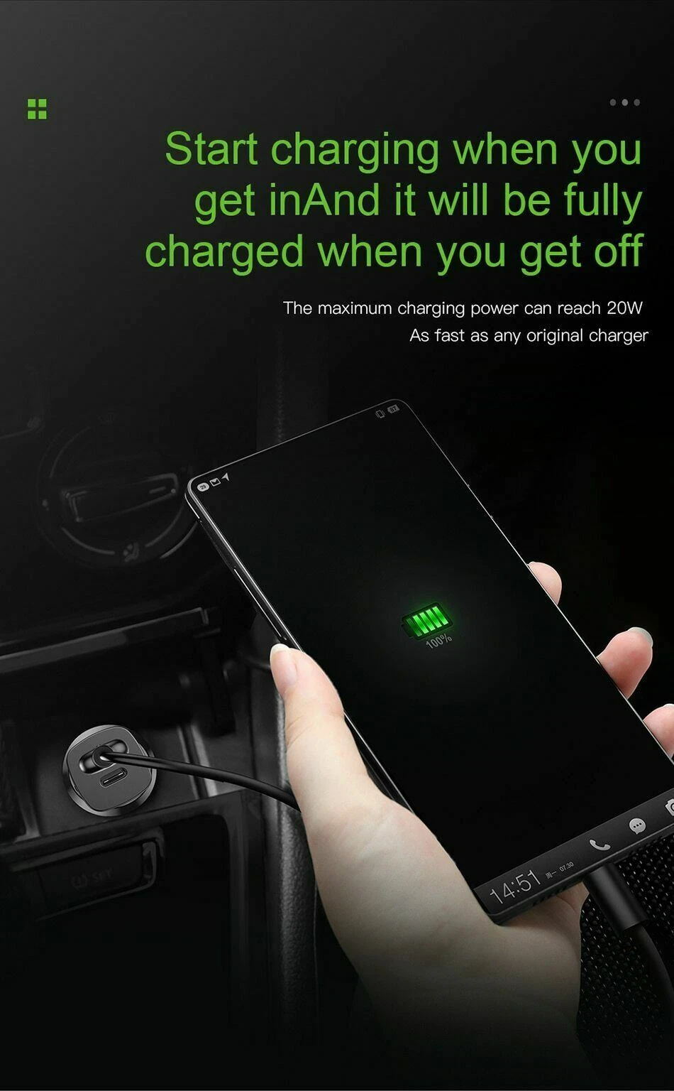 30W Dual USB C Quick Charge QC 4.0 Car Charger For iPhone Samsung huawei google detay görseli 9