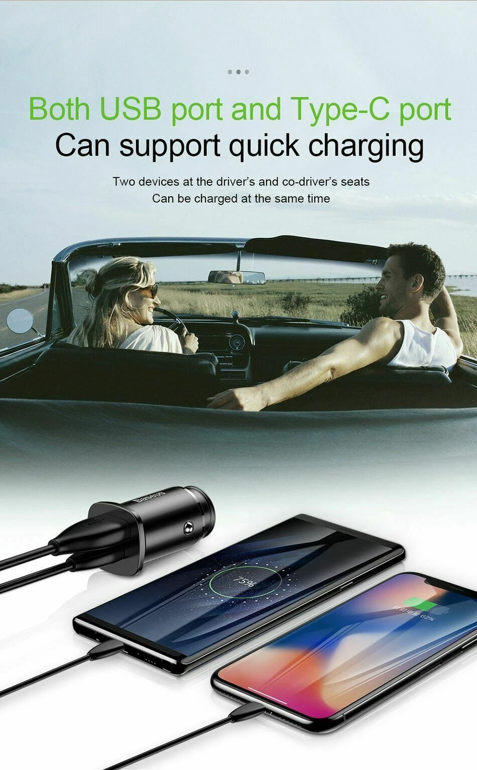 30W Dual USB C Quick Charge QC 4.0 Car Charger For iPhone Samsung huawei google detay görseli 2